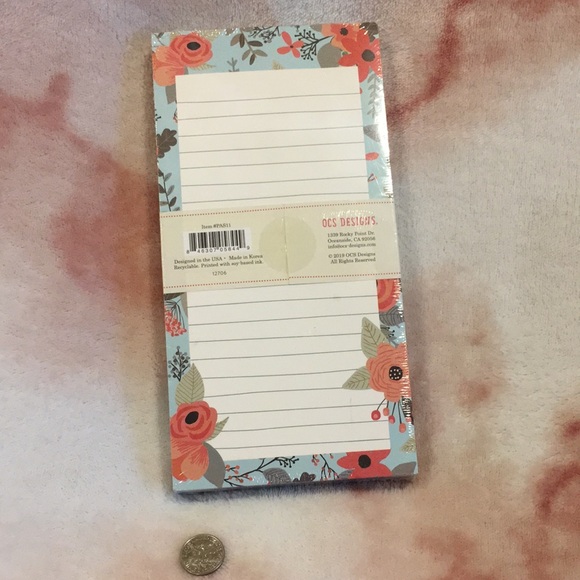 OCS Designs Floral Market Note Pads Set Of Two Secret Garden Designs NWT 8x4x.75 - Picture 13 of 16